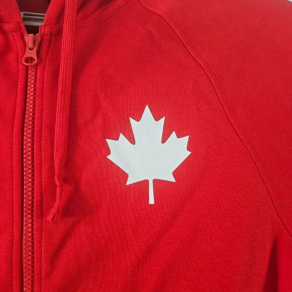 Hudson's Bay Unisex Size Small Canada Maple Leaf Zip Hoodie Red Strong And Free - Picture 6 of 15